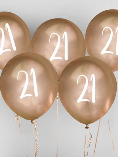 GOLD 12" BALLOON AGE 21 5PK