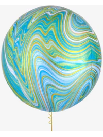 ANAGRAM 15" GREEN BLUE MARBLEZ ORBZ BALLOON
