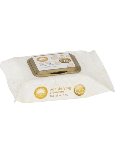 ELYSIUM SPA AGE DEFYING CLEANSING FACIAL WIPES ,COENZYME Q10 - 30 WIPES