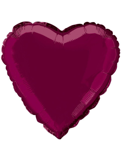 UNIQUE 18" HEART BURGUNDY FOIL BALLOON