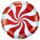 QUALATEX 18" CANDY SWIRL RED  MICROFOIL BALLOON