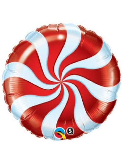 QUALATEX 18" CANDY SWIRL RED  MICROFOIL BALLOON