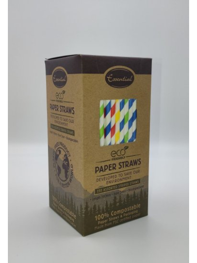 BOXED ASST STRIPED PAPER STRAWS 250PK
