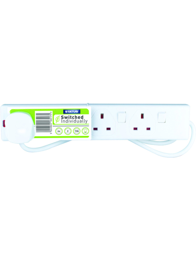 STATUS SWITCHED INDIVIDUALLY SWITCHED 4 SOCKET 2 METRE 13A
