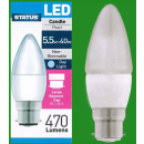 STATUS LED CANDLE PEARL "DAY LIGHT" LARGE BAYONET CAP BC/B22 5.5W=40W