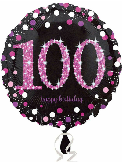 ANAGRAM 18″ 100TH BIRTHDAY PINK SPARKLING FOIL BALLOON