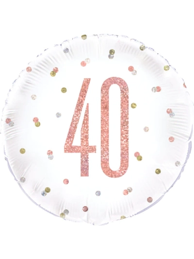 18" GLITZ ROSE GOLD 40TH FOIL BALLOON