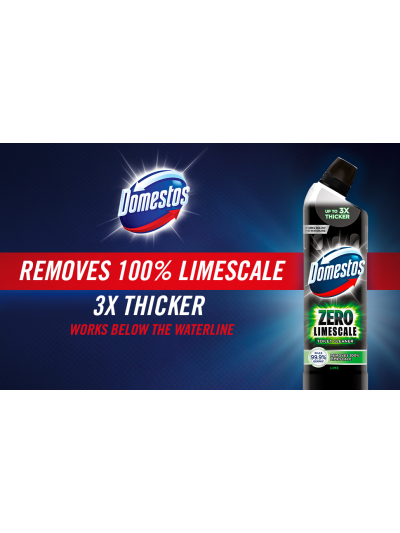 DOMESTOS ZERO LIME SCALE TOILET CLEANER, LIME POWER 750ML