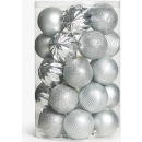 SILVER BAUBLES 42X30MM IN PVC TUB