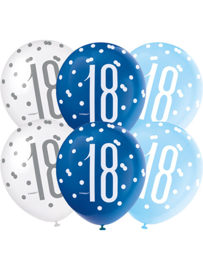 GLITZ 12" BLUE AGE 18 ASSORTED BALLOONS