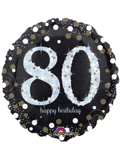 ANAGRAM BLACK AND GOLD 80TH STD FOIL BALLOON