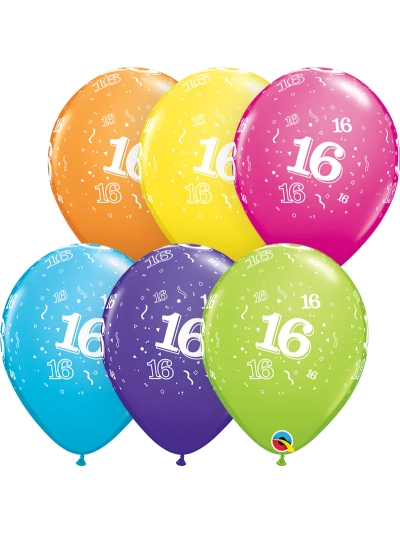 QUALATEX 11" 16-A-ROUND TROPICAL ASSTORTED BALLOONS