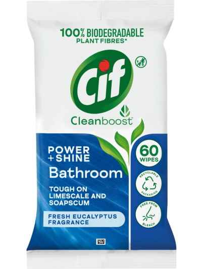 CIF BIODEGRADABLE BATHROOM WIPES 60S