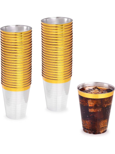 CLEAR GOLD RIMMED TUMBLERS 8OZ PK20