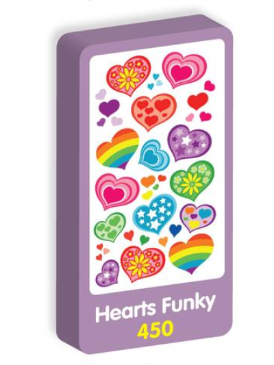 PURPLE PEACH STICKERS HEARTS FUNKY