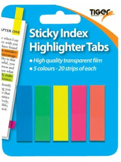 TIGER INDEX NEON STICKY H/LIGHTER TABS