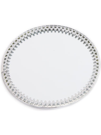 SIFCON ROUND/SQUARE CANDLE PLATE WITH METAL TRIM 10CM