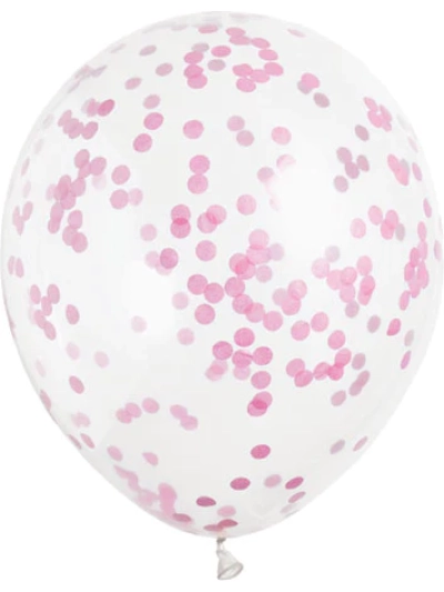 PINK CONFETTI BALLOONS 6PC