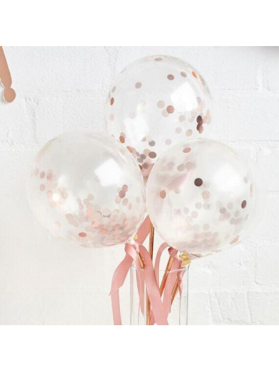 ROSE GOLD CONFETTI BALLOONS PK6