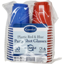 PLASTIC RED & BLUE SHOT GLASSES 2OZ PK30