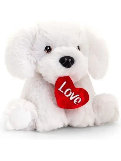 KEEL TOYS 30CM KEELCO BICHON FRISE WITH HEART