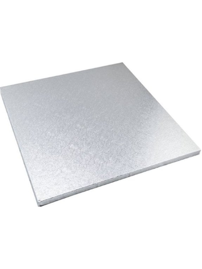 10" SQUARE CAKE DRUM SILVER FOIL PK5