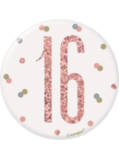 UNIQUE 3IN GLITZ ROSE GOLD BADGE NUMBER 18