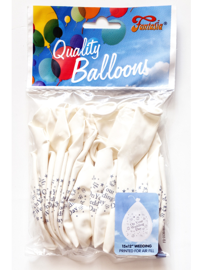 FANTASIA QUALITY BALLOONS: WEDDING & JUST MARRIED PACK OF 15