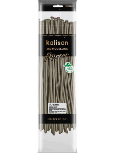 KALISAN 260M MIRROR WHITE GOLD BALLOONS PK50