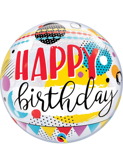 QUALATEX CIRCLES & DOTS BDAY 22" SINGLE BUBBLE
