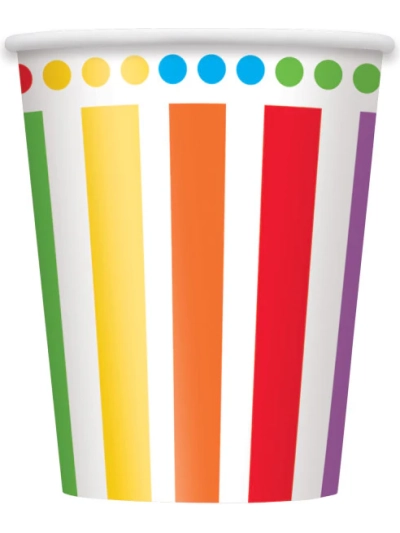 UNIQUE RAINBOW BIRTHDAY 9OZ CUPS PK8