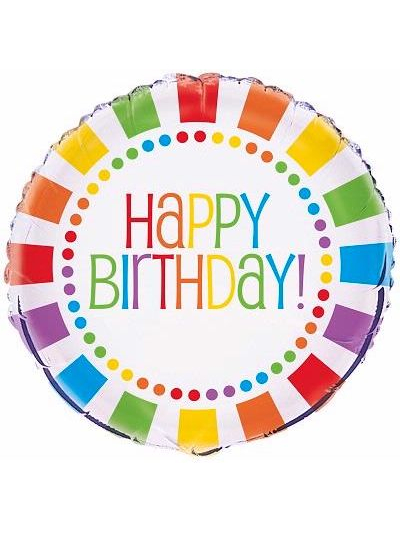 UNIQUE 18" RAINBOW BDAY FOIL BALLOON