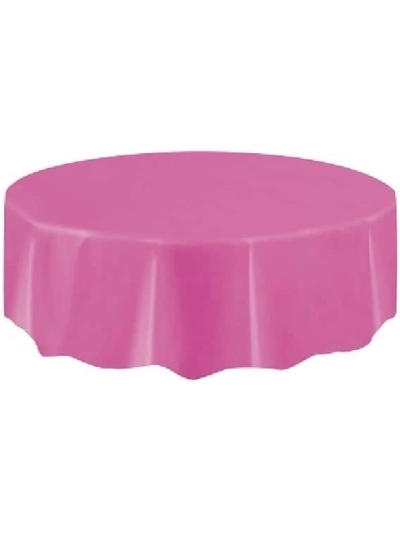 UNIQUE HOT PINK ROUND TABLECOVER 84IN