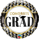 QUALATEX BLK & GOLD GRADUATION 18" FOIL