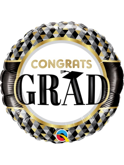 QUALATEX BLK & GOLD GRADUATION 18" FOIL