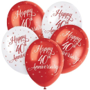 UNIQUE 12" HAPPY 40TH ANNIVERSARY LATEX BALLOONS PK5