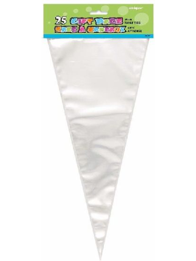 UNIQUE 25 CLEAR LARGE CONE CELLO BAGS