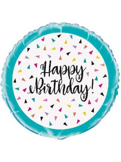 UNIQUE 18" TRIANGLE CONFETTI BDAY FOIL BALLOON