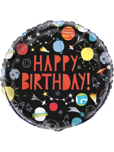 UNIQUE 18" BDAY OUTER SPACE FOIL BALLOON