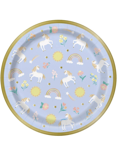 UNIQUE DAINTY UNICORN 9IN PLATES PK8