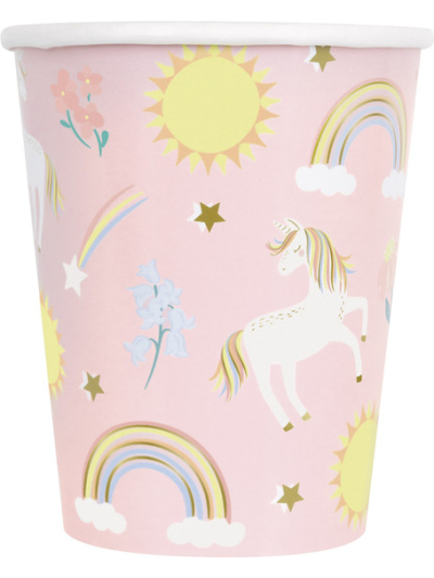 UNIQUE DAINTY UNICORN 9OZ CUPS PK8