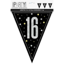 UNIQUE GLITZ BLK 16TH FLAG BANNER 9FT