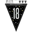 GLITZ BLK HAPPY 18TH BIRTHDAY FLAG BANNER 9FT