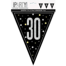 UNIQUE GLITZ BLACK 30TH FLAG BANNER 9FT