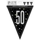 UNIQUE GLITZ BLK HAPPY 50TH BIRTHDAY FLAG BANNER 9FT