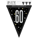 UNIQUE GLITZ BLK HAPPY 60TH BIRTHDAY FLAG BANNER 9FT