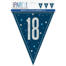 UNIQUE GLITZ BLUE 18TH FLAG BANNER 9FT