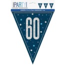 UNIQUE GLITZ BLUE 60TH FLAG BANNER 9FT