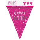 UNIQUE GLITZ PINK HBDAY FLAG BANNER 9FT