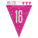 UNIQUE GLITZ PINK 16 FLAG BANNER 9FT